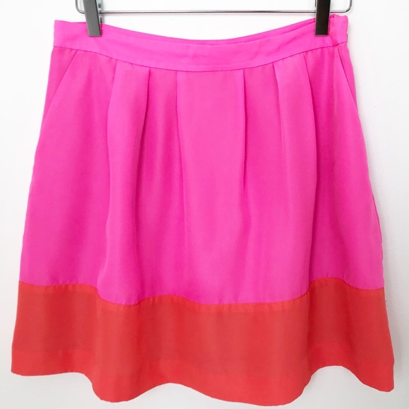 J. Crew Dresses & Skirts - J. Crew | Color Block Skater Skirt Pink Red 6